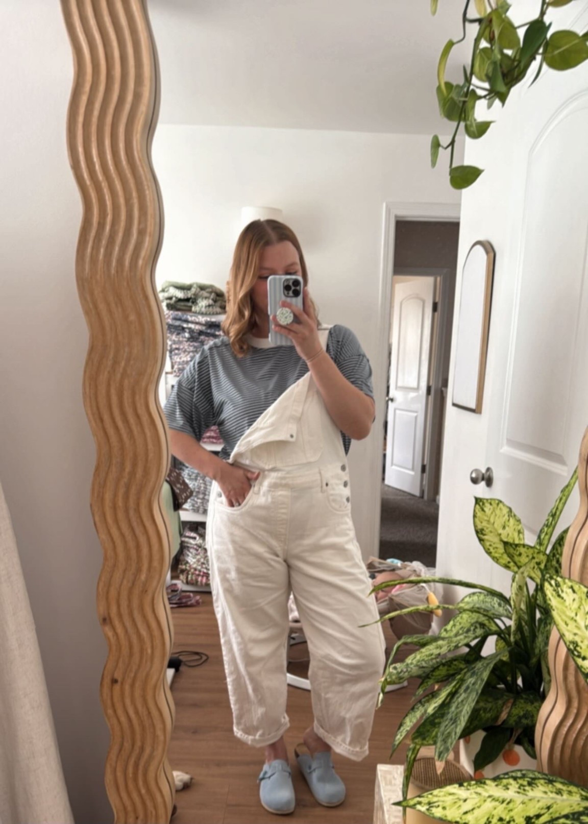 Fall transition outfit with barrel jean overalls and blue clogs! Exact t-shirt is from 520 South Boutique.

#LTKShoeCrush #LTKSeasonal #LTKStyleTip