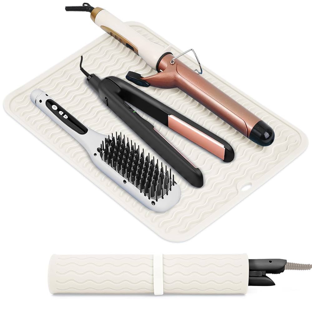 Oversize Silicone Heat Resistant Mat, Portable Travel Mat Cover for Curling Irons, Flat Irons, Ha... | Amazon (US)