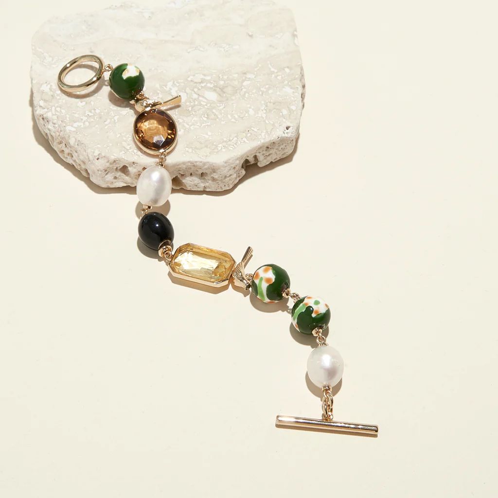 Jordyn Charm Bracelet Green Gold | Mignonne Gavigan