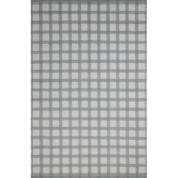 Ryder RYD-02 Blue/Ivory Wool/Cotton Handwoven Plaid Area Rug | Rugs Direct
