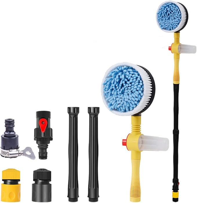 Rotating Car Wash Brush with Soap Dispenser & Hose Attachment, Soft Bristle Car Spin Mop Washing ... | Amazon (US)