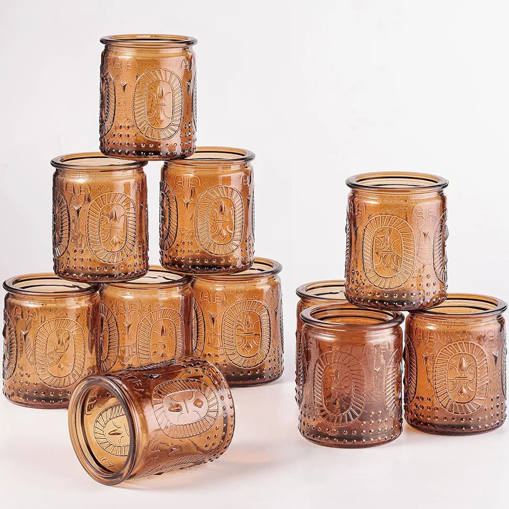 TripodBird 12pcs Amber Glass Tealight& Votive Candle Holders Designed for Boho Wedding Decor, Vin... | Amazon (US)