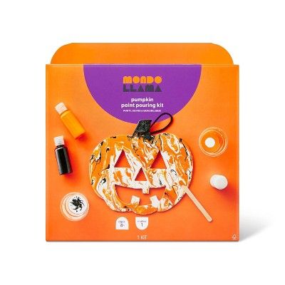 Halloween Paint Pouring Kit with Pumpkin Shaped Canvas Board - Mondo Llama™ | Target