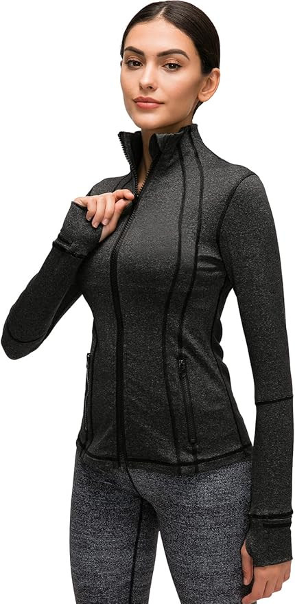 Costdyne Womens Sports Running Yoga Jacket Slim Fit Full Zip Track Jacket Turtleneck Workout Jack... | Amazon (US)
