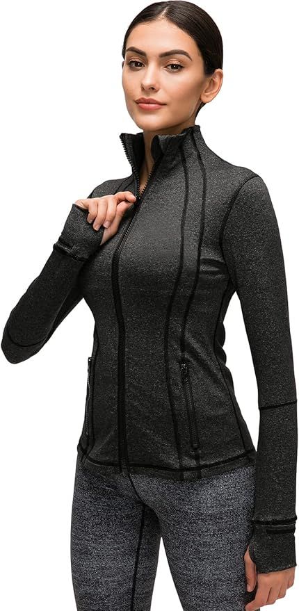 Costdyne Womens Sports Running Yoga Jacket Slim Fit Full Zip Track Jacket Turtleneck Workout Jack... | Amazon (US)