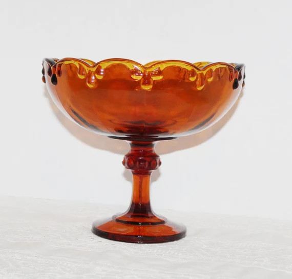 Vintage Rich Amber Indiana Glass Pedestal Fruit Bowl, Serving Bowl, Table Centerpiece Beautiful, ... | Etsy (CAD)