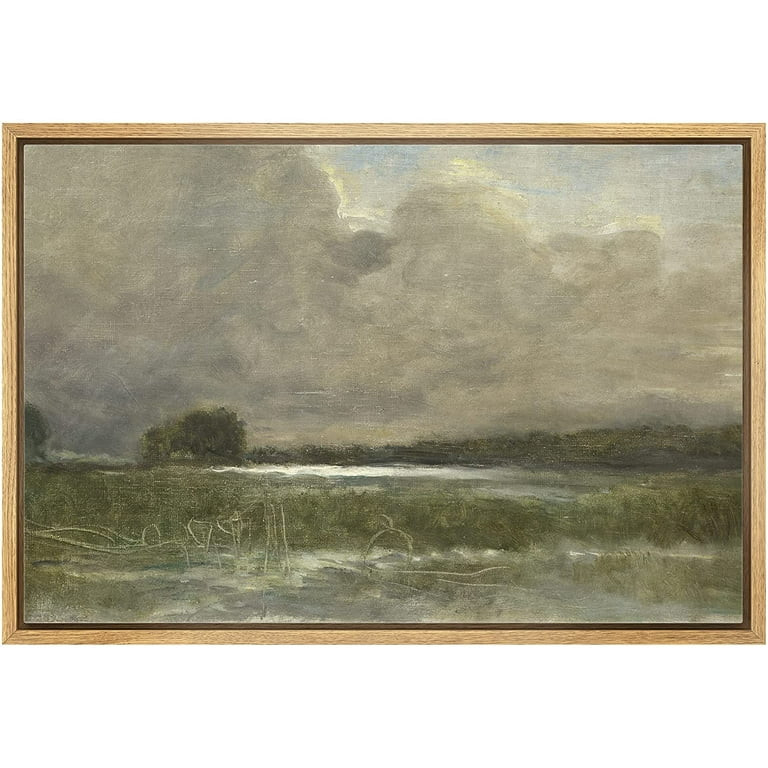 wall26 Framed Canvas Print Wall Art Storm Cloud Green Field Valley Landscape Nature Wilderness Il... | Walmart (US)