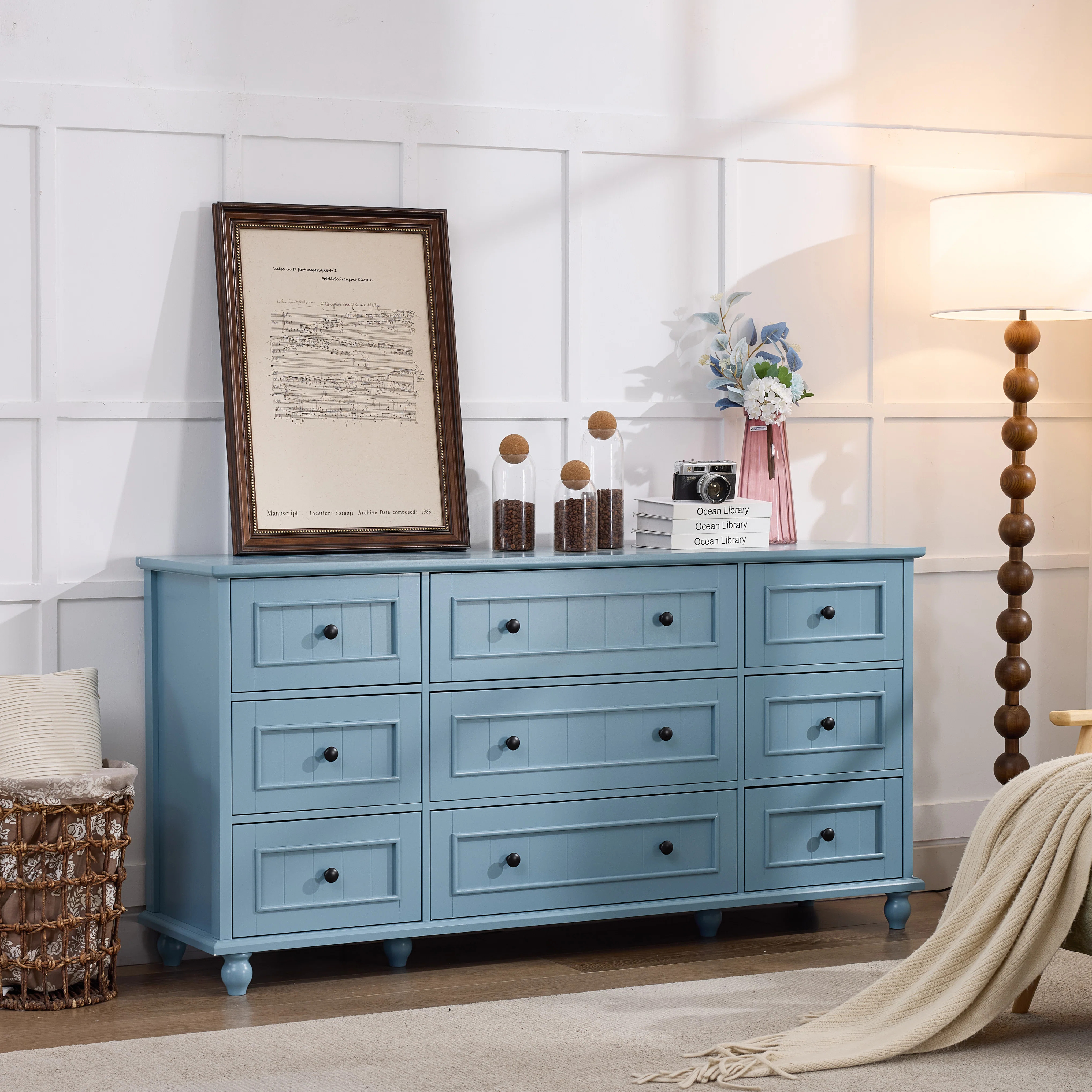 9 Drawer 63" W Retro Dresser | Wayfair North America