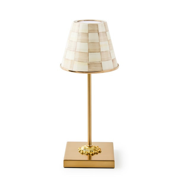 MacKenzie-Childs Mocha Check LED Rechargeable Cafe Table Lamp | MacKenzie-Childs