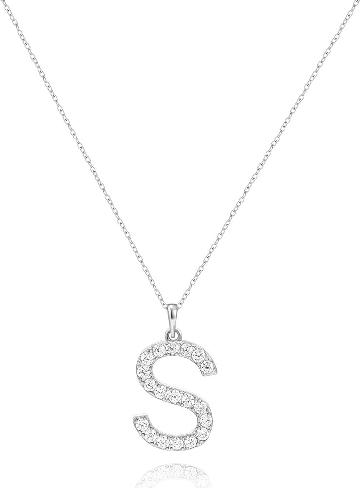 Tarsus Initial Cubic Zirconia Necklace Jewelry Gifts for Girlfriend Women Adjustable Chain 18" + ... | Amazon (US)
