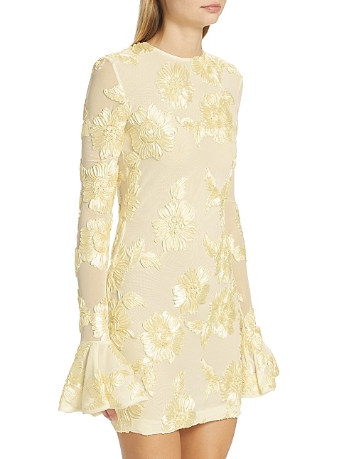 Mesh Floral-Embroidered Minidress | Saks Fifth Avenue
