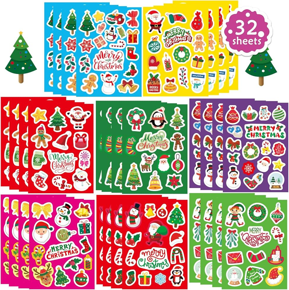 Christmas Stickers for Kids and Adults Christmas Face Stickers Bulk Cute Party Stickers for Pumpk... | Amazon (US)