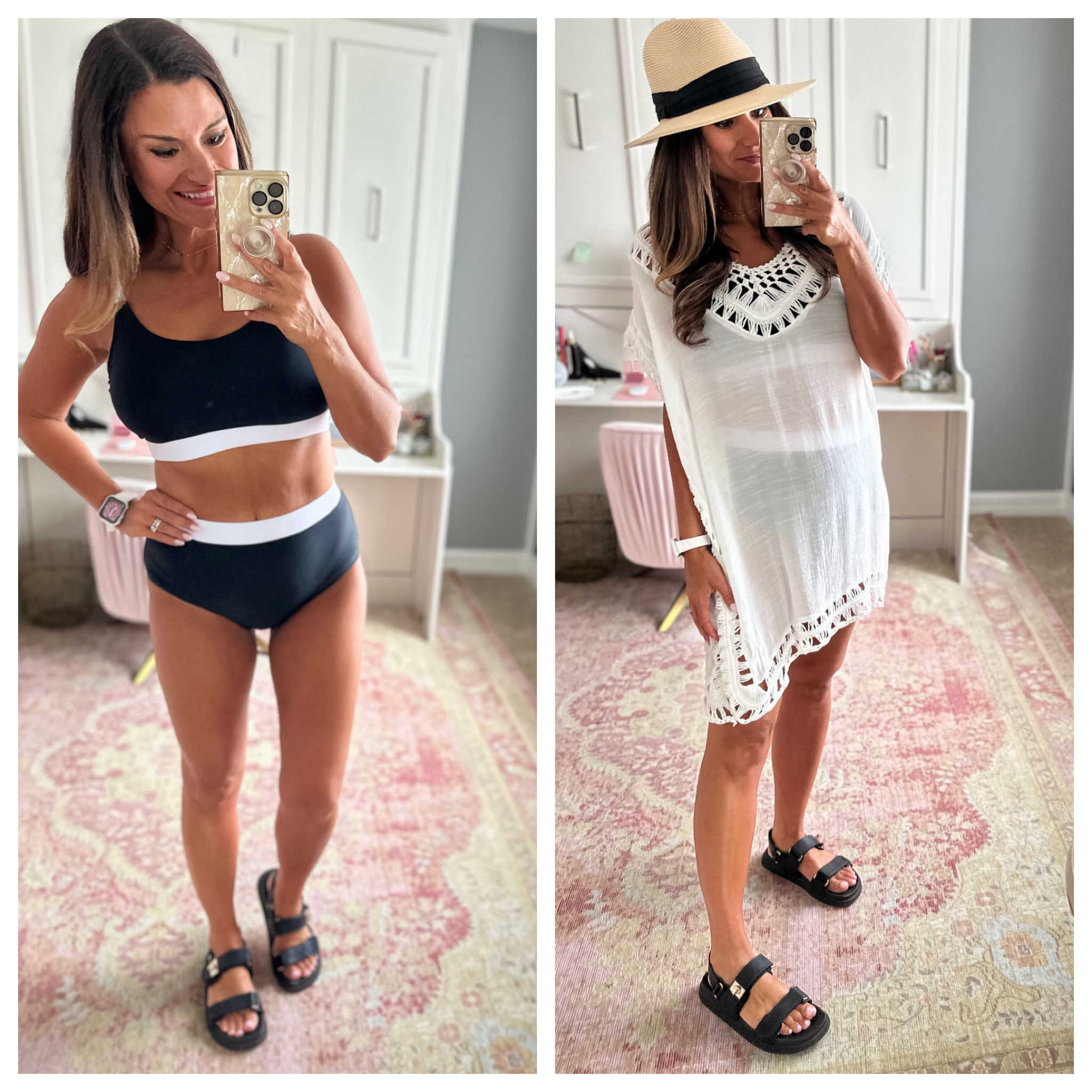 Great suit and coverup from Amazon - black and white high waisted bikini 

#LTKStyleTip #LTKOver40 #LTKSwim