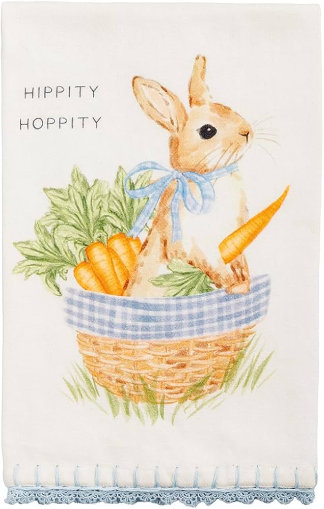 Mud Pie Hippity Hoppity Easer Bunny in Basket Printed Towel | Amazon (US)