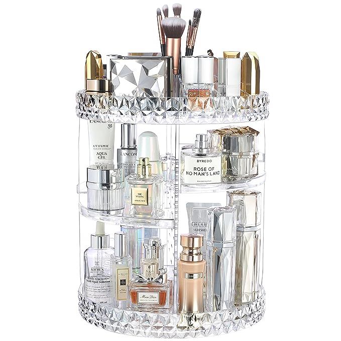 InnSweet 360 Rotating Makeup Organizer, Adjustable Cosmetic Storage Display Case with 8 Layers, L... | Amazon (US)