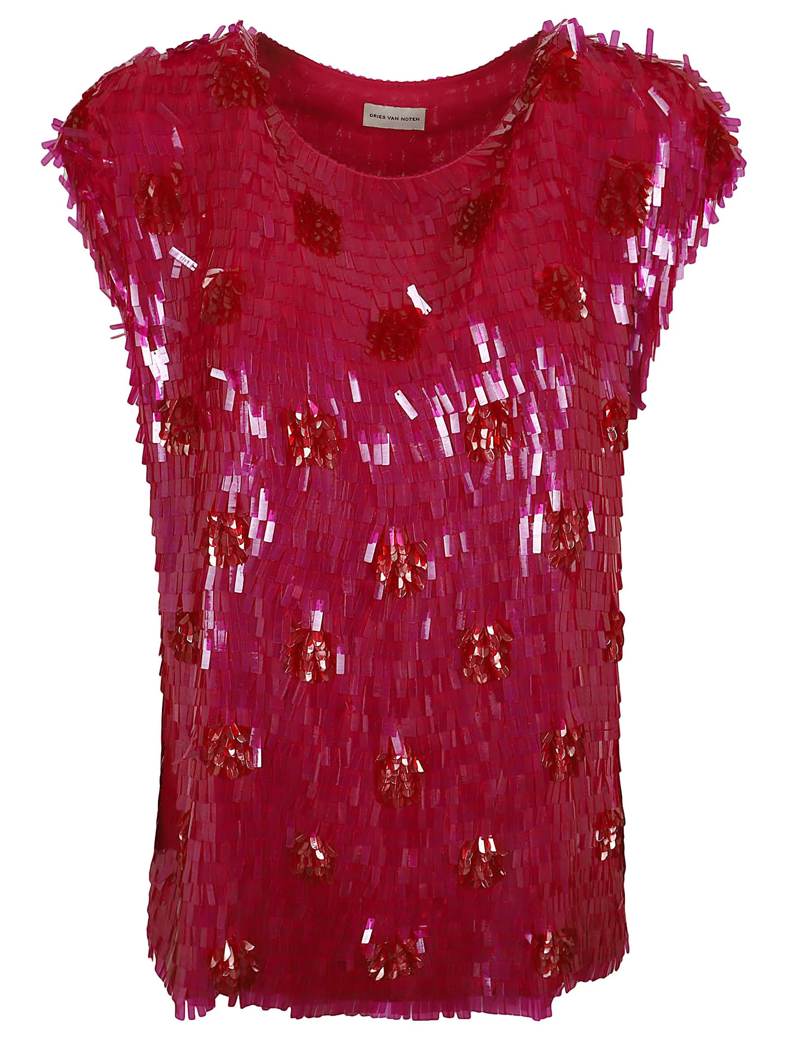 Fuchsia Sequin-Embellished Sleeveless Top | Shop Simon