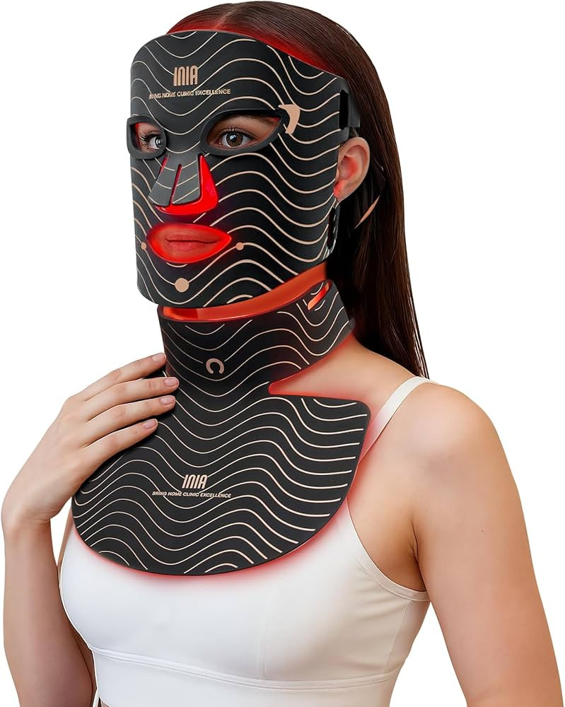 Red Light Therapy Mask for Face & Neck – 4 Light Modes with 850nm NIR, Red, Yellow & Blue LED L... | Amazon (US)