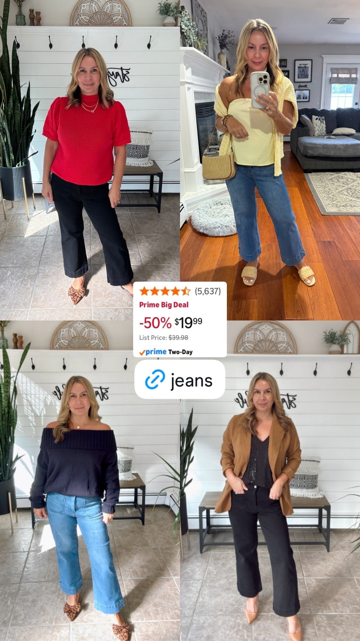 These are some of my favorite jeans. I’m wearing a size medium and they are currently 50% off for Amazon big deal day.