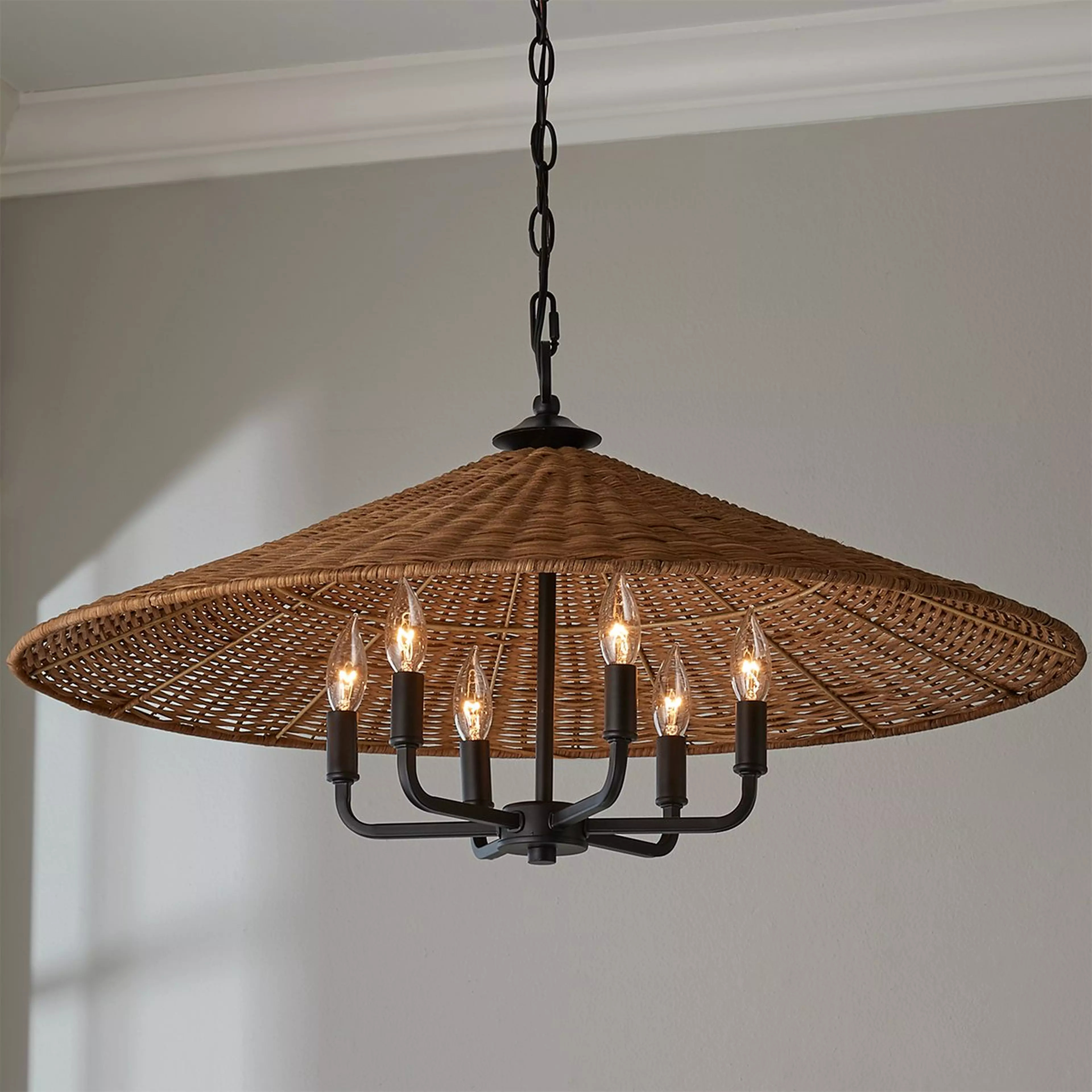 Rattan Shade Chandelier | Shades of Light