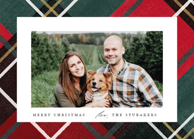 "Classic Christmas Plaid" - Customizable Christmas Photo Cards in Red by Rebecca Durflinger. | Minted
