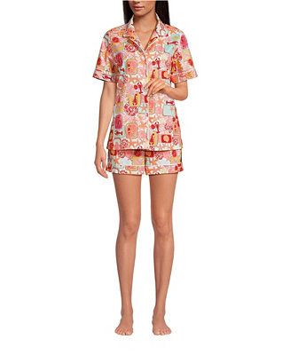 Women's Cotton Poplin 2 Piece Pajama Set - Short Sleeve Top and Shorts | Macy's