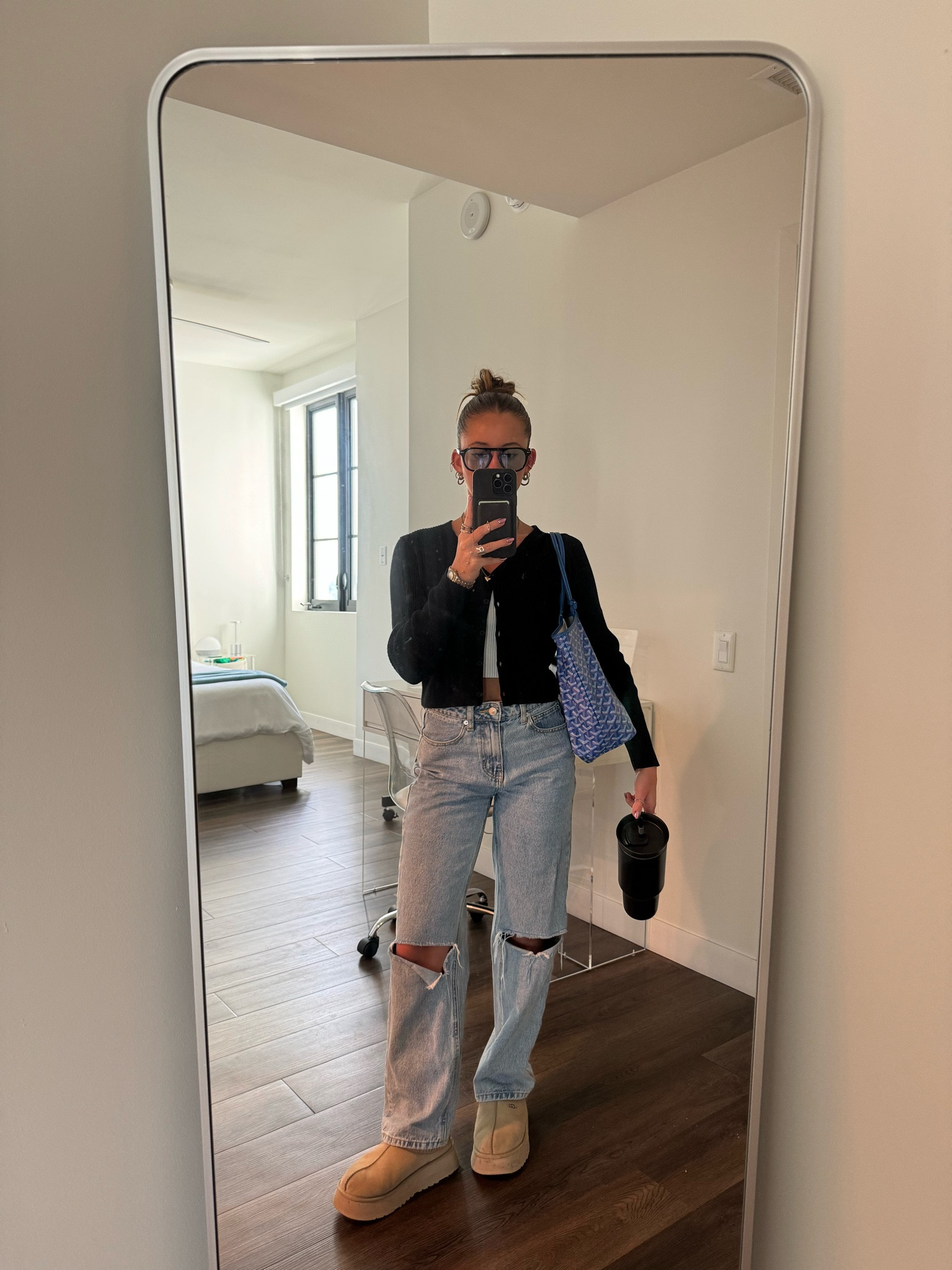 once again, the best jeans ever. i loved this fit and alr want to re wear 🫣 featuring my fav new color coordinated sunnies  cardigan is actually old brandy but linked similar!! 🩷🩷 

#LTKbeauty #LTKfindsunder100 #LTKworkwear