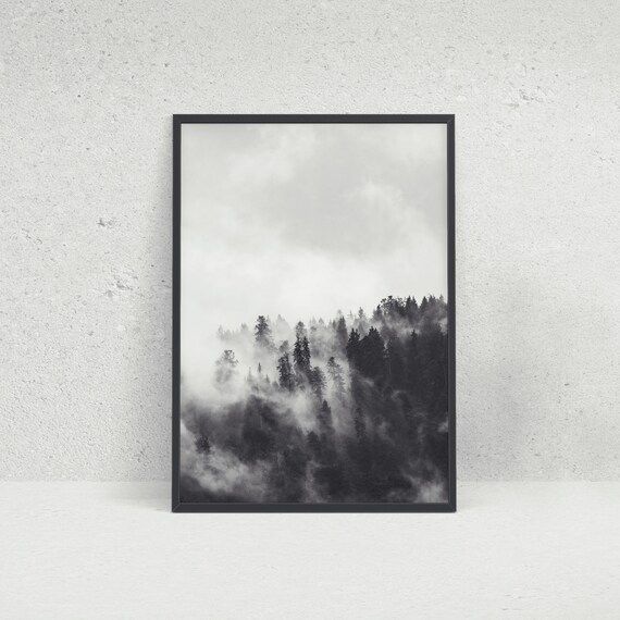 Cloudy Forest Black and White Photographic Wall Art Print | Etsy (UK)