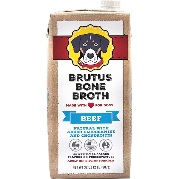 Brutus Broth Beef Bone Broth Hip & Joint with Glucosamine Dog Food Topper, 32-oz box | Chewy