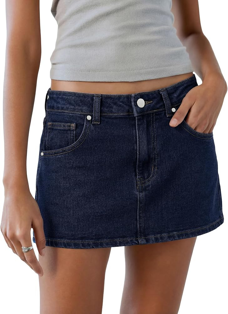 EMMIOL Women Denim Skort Skirt Stretchy Mid Waist Y2K Sexy Mini Skirts | Amazon (US)