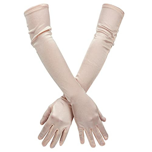 SAVITA Long Elbow Satin Gloves, Stretchy 21inch 1920s Opera Gloves for Evening Dancing Parties | Amazon (US)
