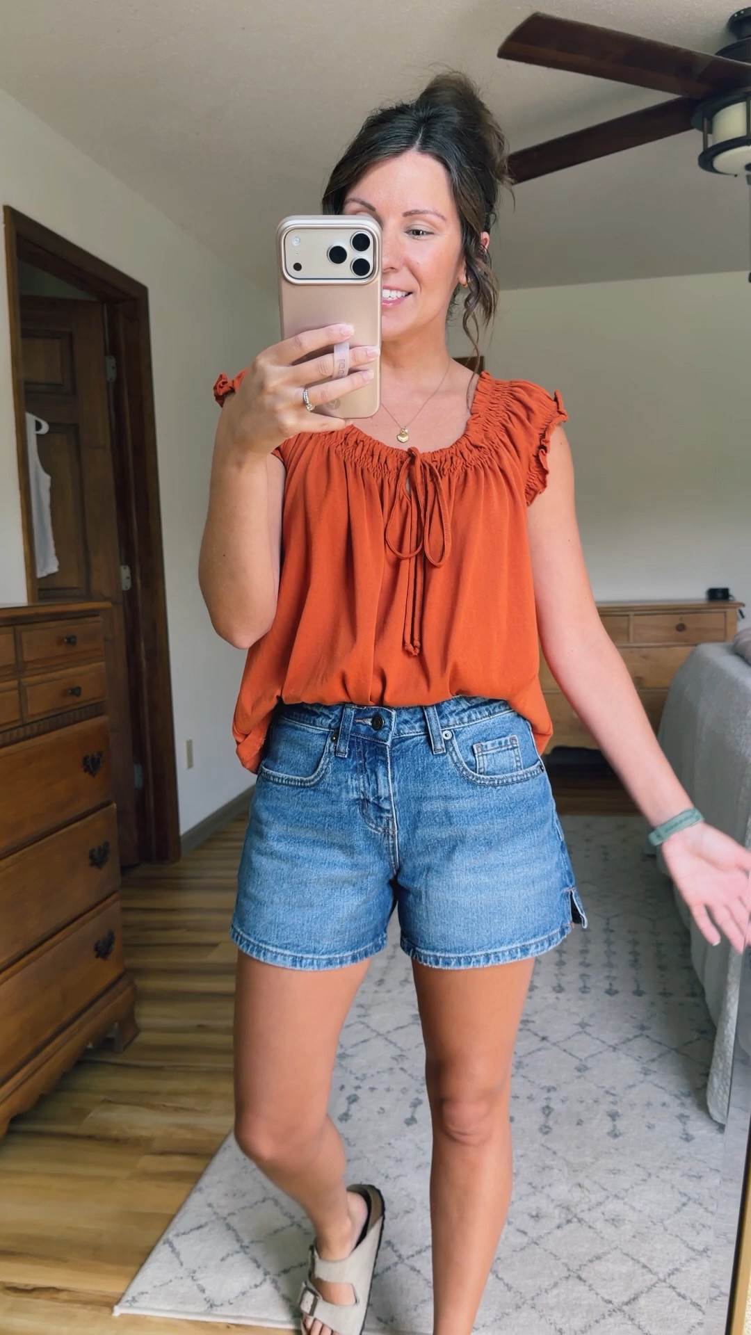 small in my shirt (I also have lime green), 00/24 in my swim shorts (medium wash—size up if you need any stretch, they’re not stretchy at all). And 36 in my Birkenstock sandals!🧡

#LTKgrwm #LTKPetite #LTKSeasonal