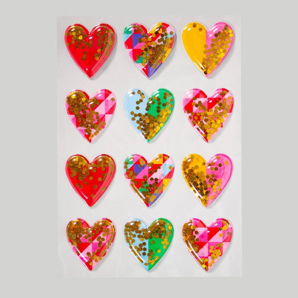 Confetti Filled Valentine's Heart Sticker and 4pc Sticker Label - Spritz™ | Target