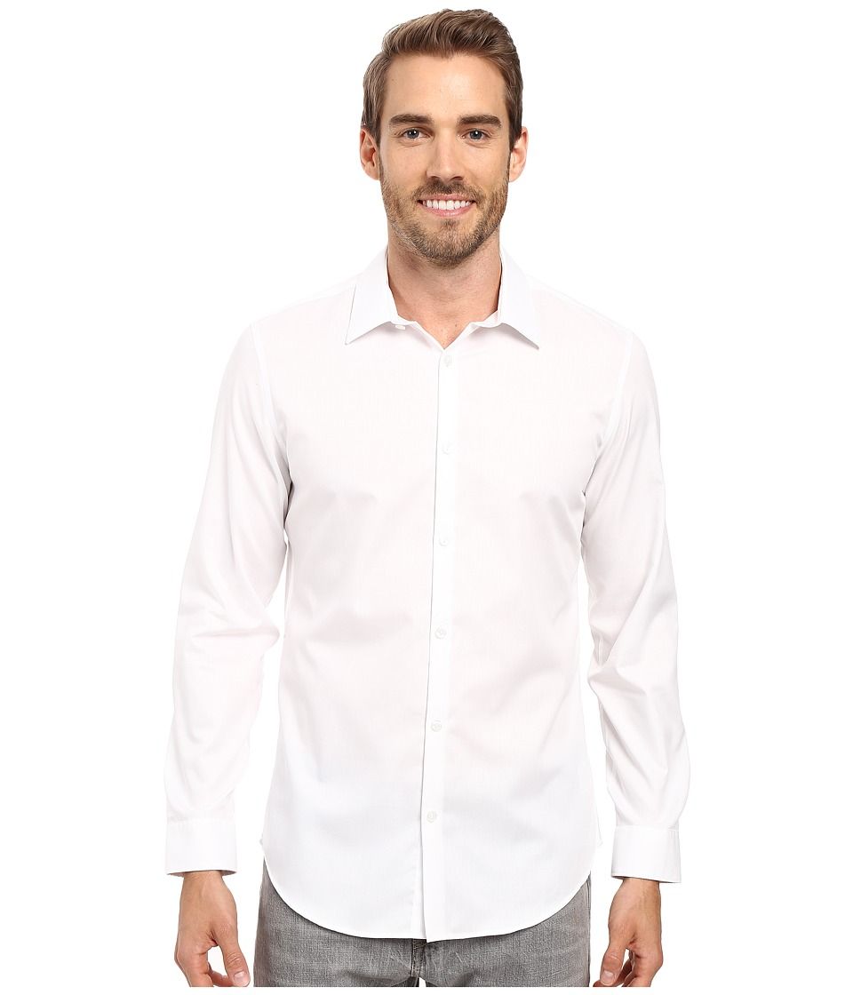 Calvin Klein - Slim Fit Long Sleeve Infinite Cool Chambray Twill Shirt (White) Men's Clothing | Zappos
