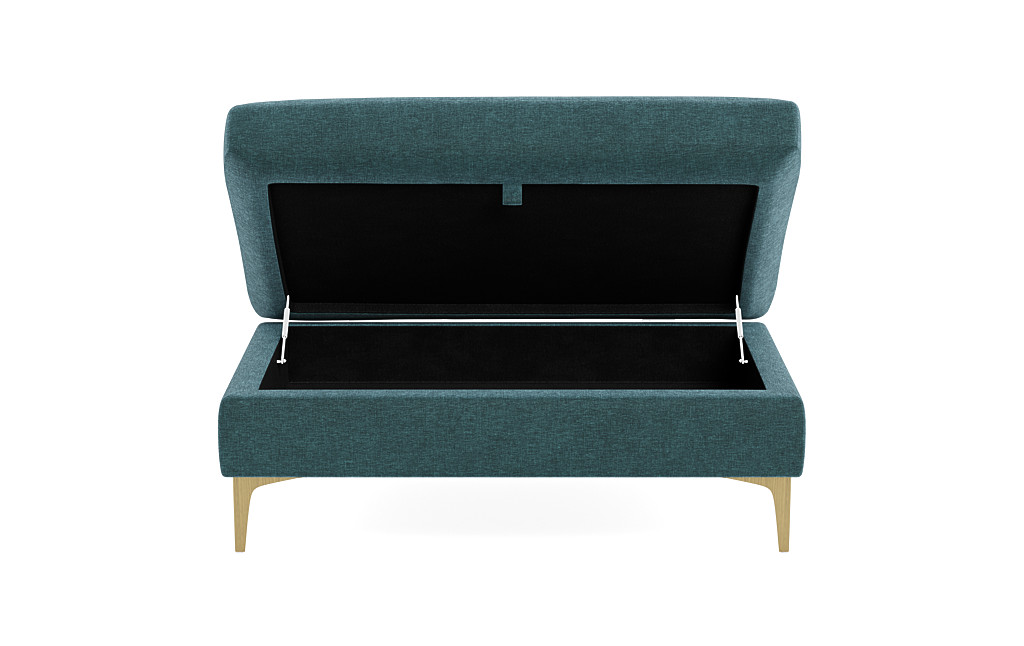 Sloan Custom Storage Ottoman in Scuba Performance Vintage Velvet, Brass Plated, 39" - Customize Color, Size & More | Interior Define