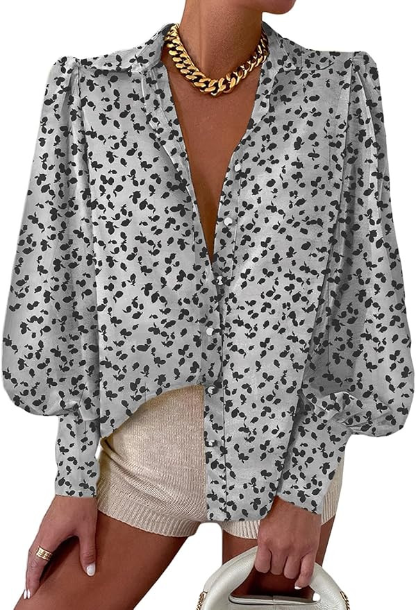 EVALESS Womens Tops Button Down Shirts Print Long Sleeve Blouses for Women Fashion 2024 | Amazon (US)
