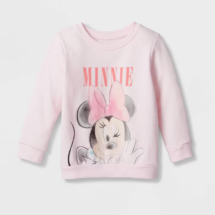 Toddler Girls' Minnie Mouse Graphic Pullover Sweatshirt - Pink | Target