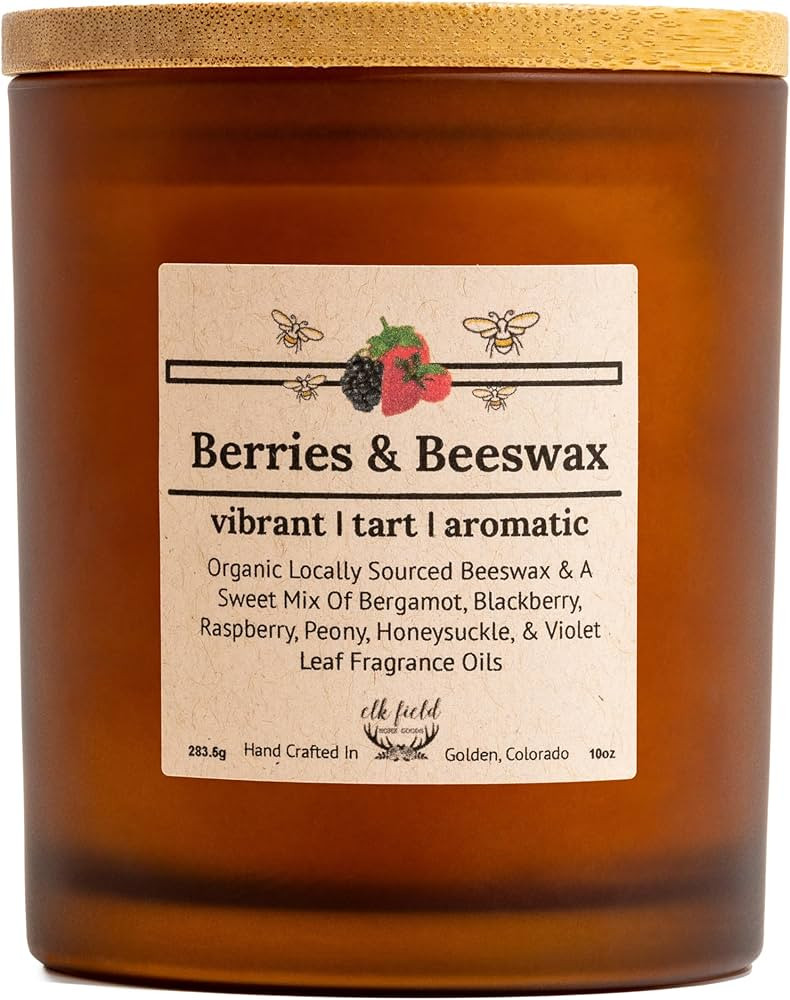 Berries Organic Beeswax Candle | 2 Ingredients | 100% Pure Beeswax Candles, Non Toxic, Natural, O... | Amazon (US)
