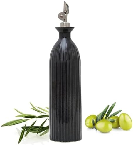 17 oz Ceramic Olive Oil Bottle Dispenser for kitchen with Stainless Automatic Spout, Stoneware 50... | Amazon (US)