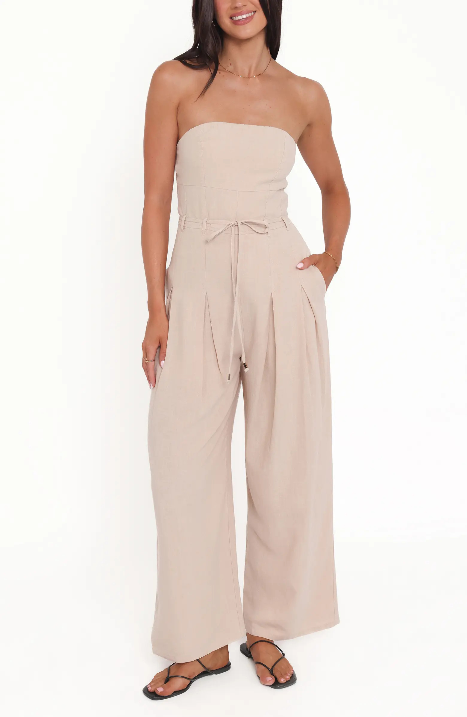 Calliope Strapless Tie Waist Jumpsuit | Nordstrom