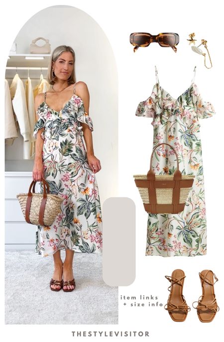 Cute floral spring summer maxi off shoulder dress in size xs 😍

‼️Don’t forget to tap 🖤 to add this post to your favorites folder below and come back later to shop

Make sure to check out the size reviews/guides to pick the right size

Summer dress, maxi dress, summer look, summer outfit, spring dress, floral dress, off shoulder dress, tan strappy heels, tan raffia tote bag

#LTKspring #LTKsummer #LTKeurope