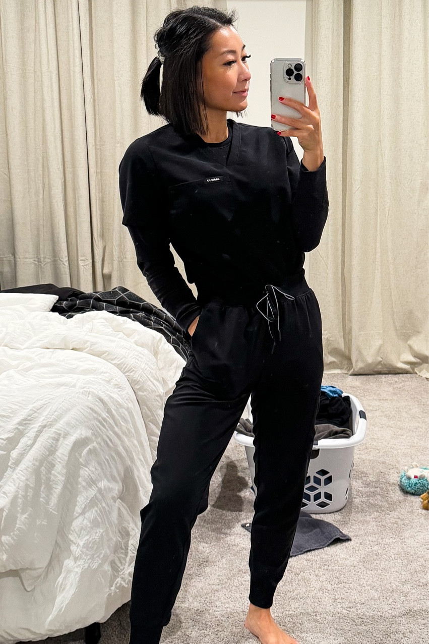 black work scrubs/uniform: XS top and XXS short bottoms

Under scrubs: I like them tighter so usually go with XS

#LTKsalealert #LTKfindsunder50 #LTKworkwear