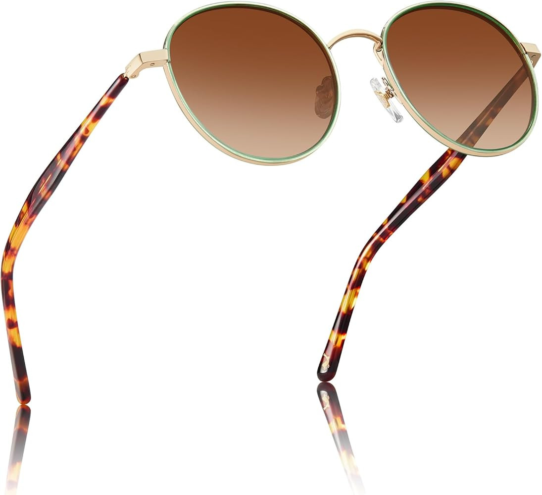 CARFIA Retro Round Polarized Sunglasses for Women UV Protection Acetate Arms Metal Frame Driving ... | Amazon (US)