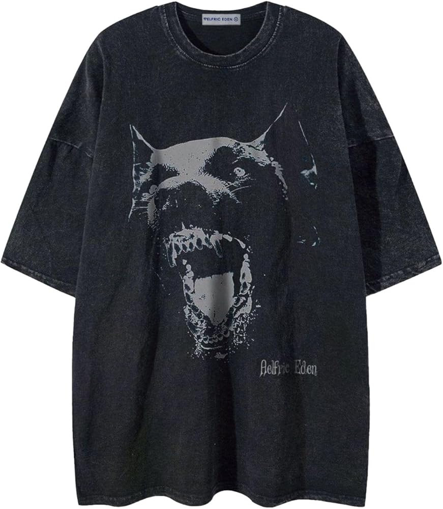 Aelfric Eden Mens Oversized T Shirts Tees Distorted Portrait Print Crew Neck Cotton Tops Streetwe... | Amazon (US)