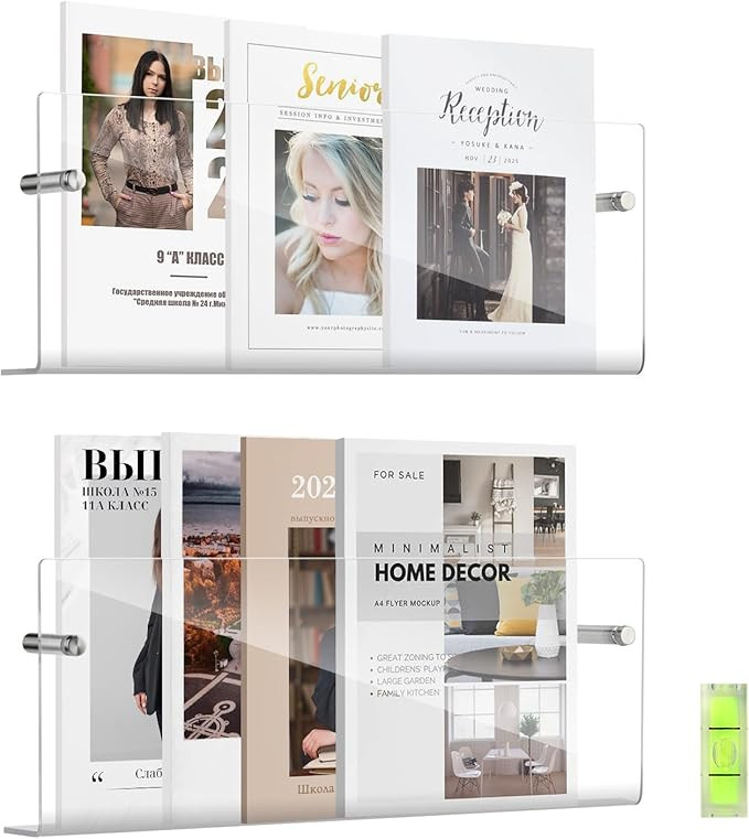 Acrylic Magazine Holder, 2 Pack Wall Mount Hanging Bookshelf Literature Storage Rack, Clear Broch... | Amazon (CA)