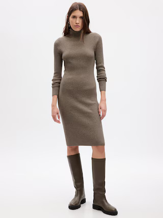 Turtleneck Rib Midi Sweater Dress | Gap (US)