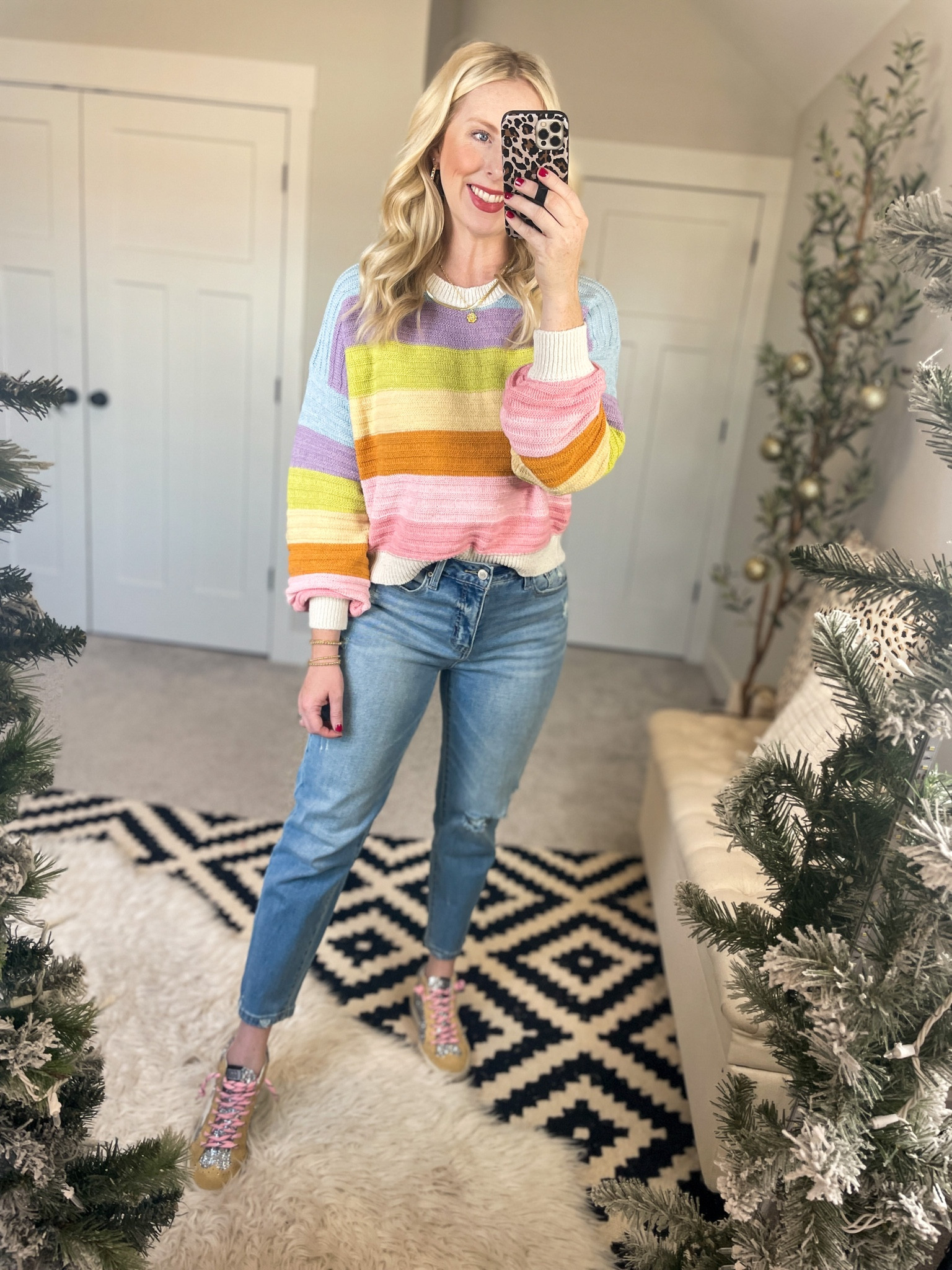 Daily try on, Walmart outfit, Walmart fashion, striped sweater, golden goose sneakers 

#LTKunder50 #LTKshoecrush #LTKCyberweek