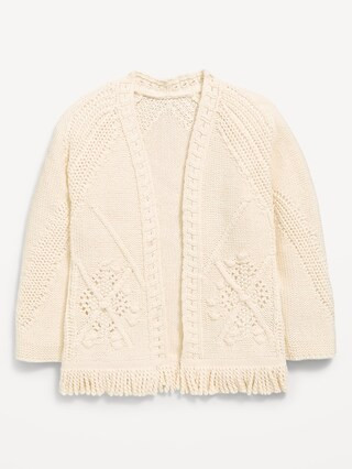 Open-Front Fringed-Hem Sweater for Toddler Girls | Old Navy (US)
