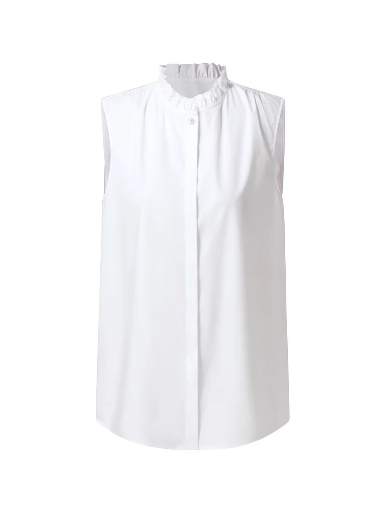 Ruffle Collar Women Sleeveless Shirt | GOELIA