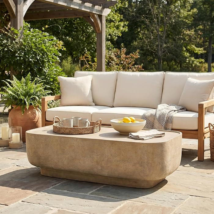 Christopher Knight Home June Modern Outdoor Coffee Table, Rectangular MGO Patio Center Table, Low... | Amazon (US)