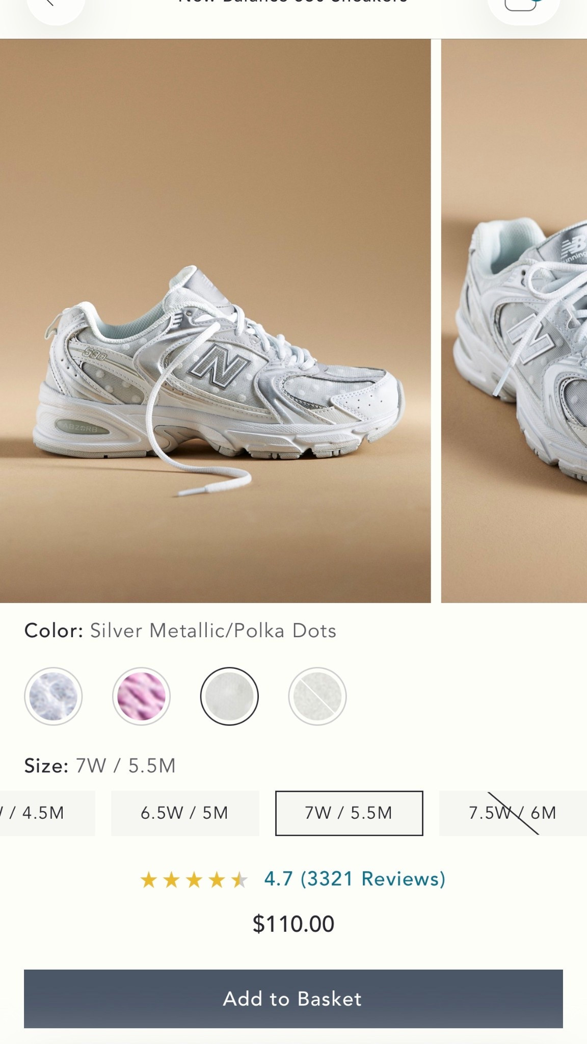 The new balance 530 silver metallic/ polka dots are back in stock on Anthropologie! 

#LTKfitnessgoals #LTKgrwm